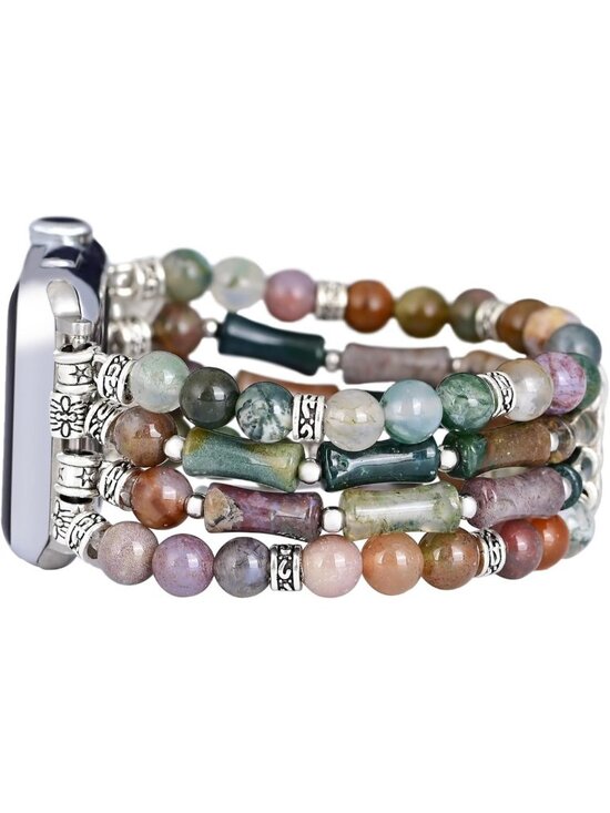 Boho Natural Stone Stretch Watch Band for Apple Watch - Handmade Jasper Design